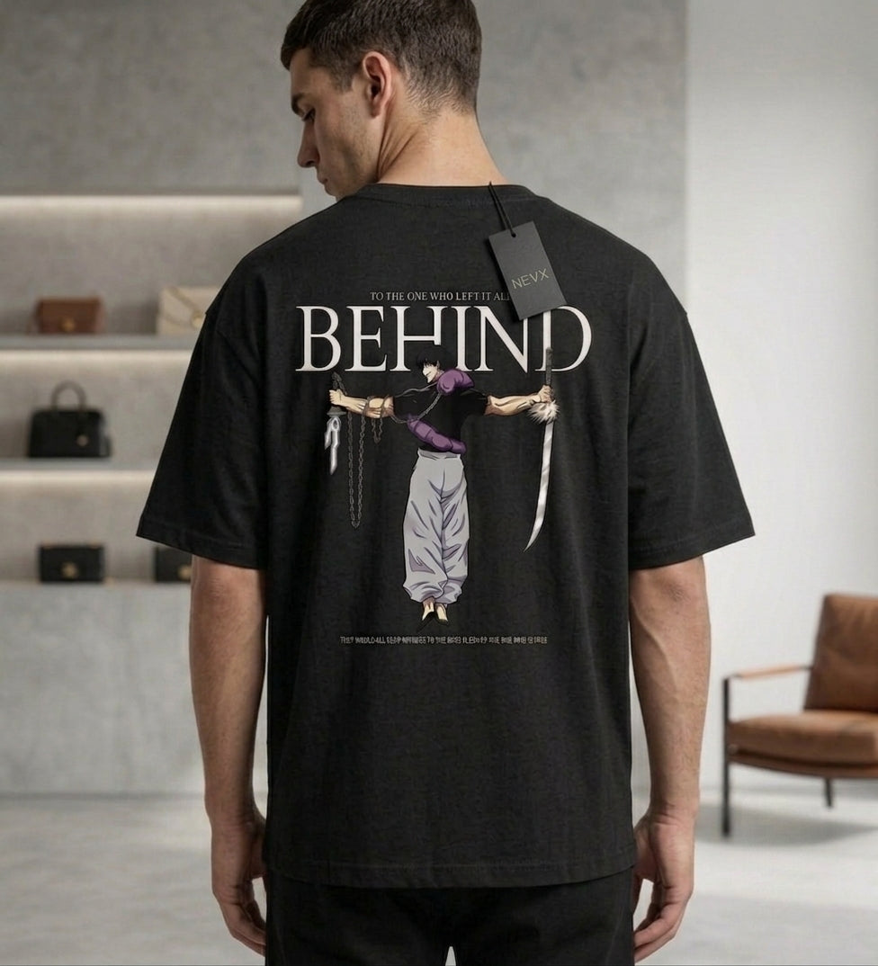 NEVX Behind Graphic Oversized T-Shirt – Premium 220 GSM Cotton | Unisex Streetwear