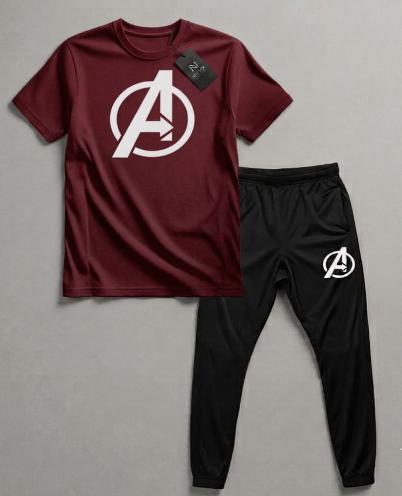 Premium Men's Micro Tracksuit – Printed Round Neck 2 Piece Set