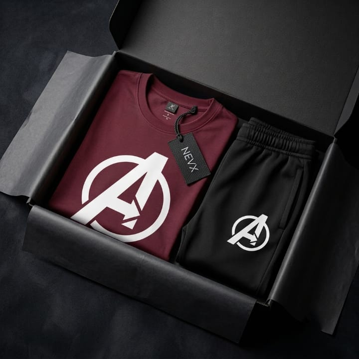 Premium Men's Micro Tracksuit – Printed Round Neck 2 Piece Set
